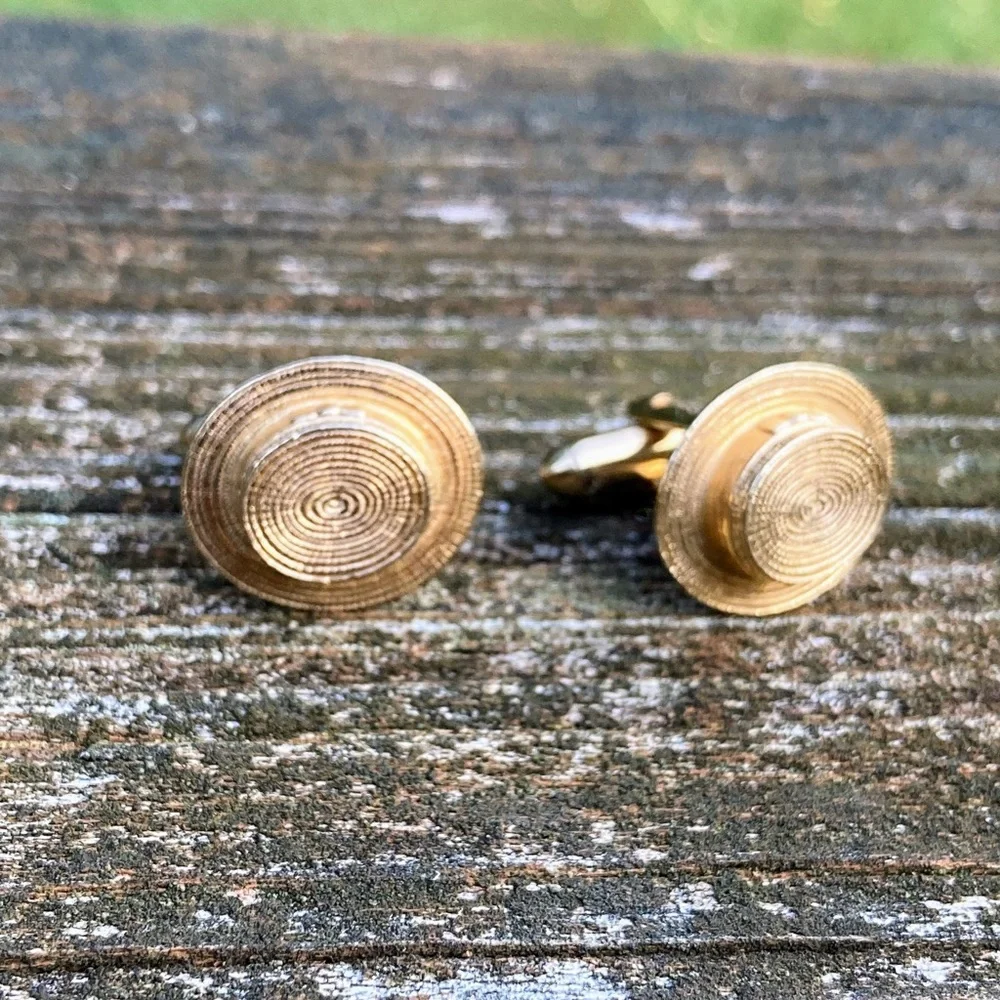 Vintage Swank Boater Hat Shaped Gold Tone Cuff Links Signed Cufflinks
